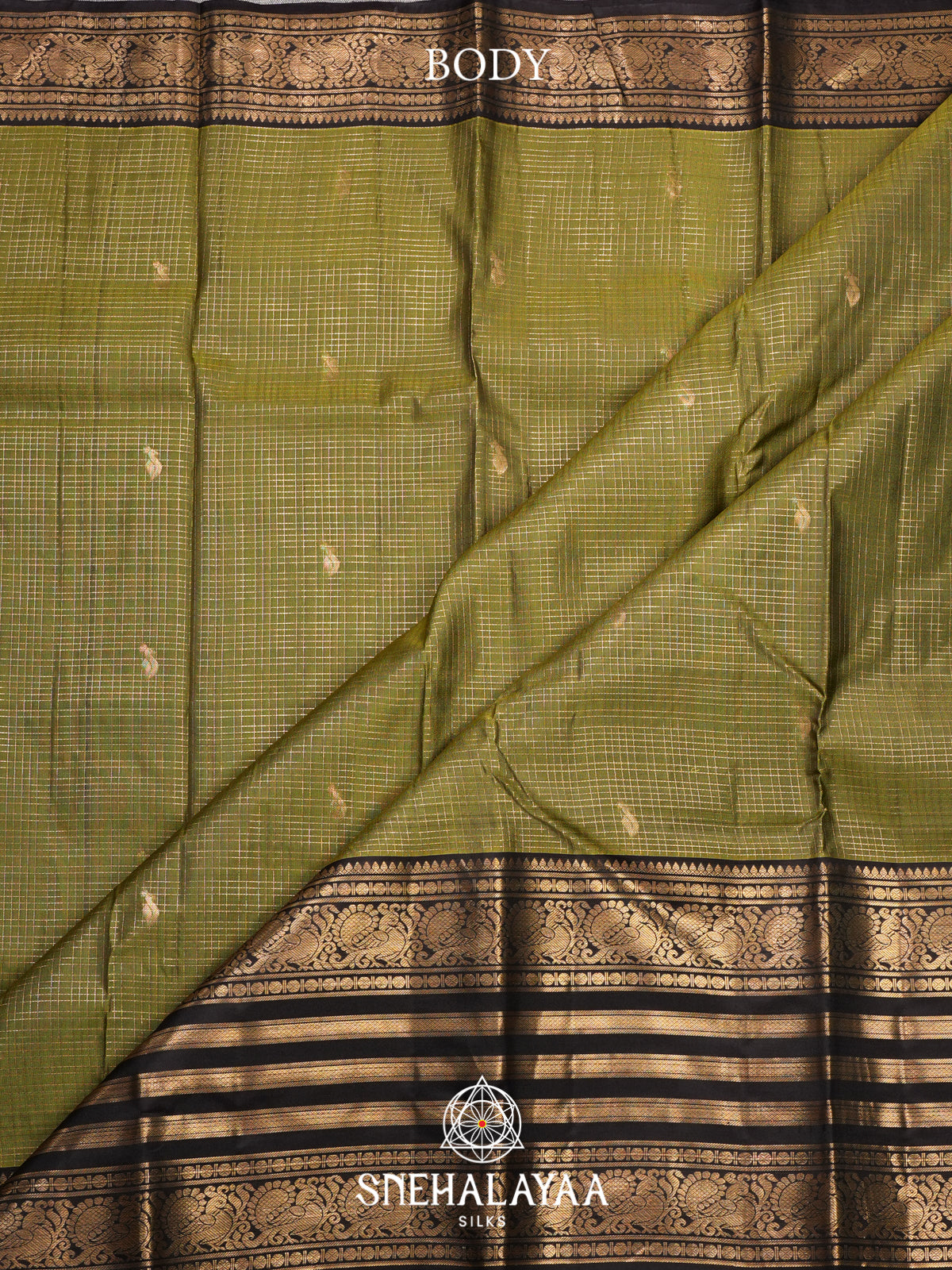 Olive Green Kanjivaram Silk Saree
