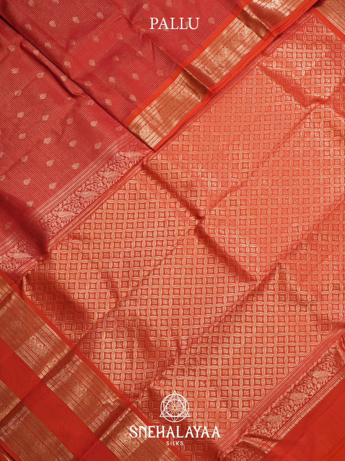 Rust Orange Kanjivaram Silk Saree