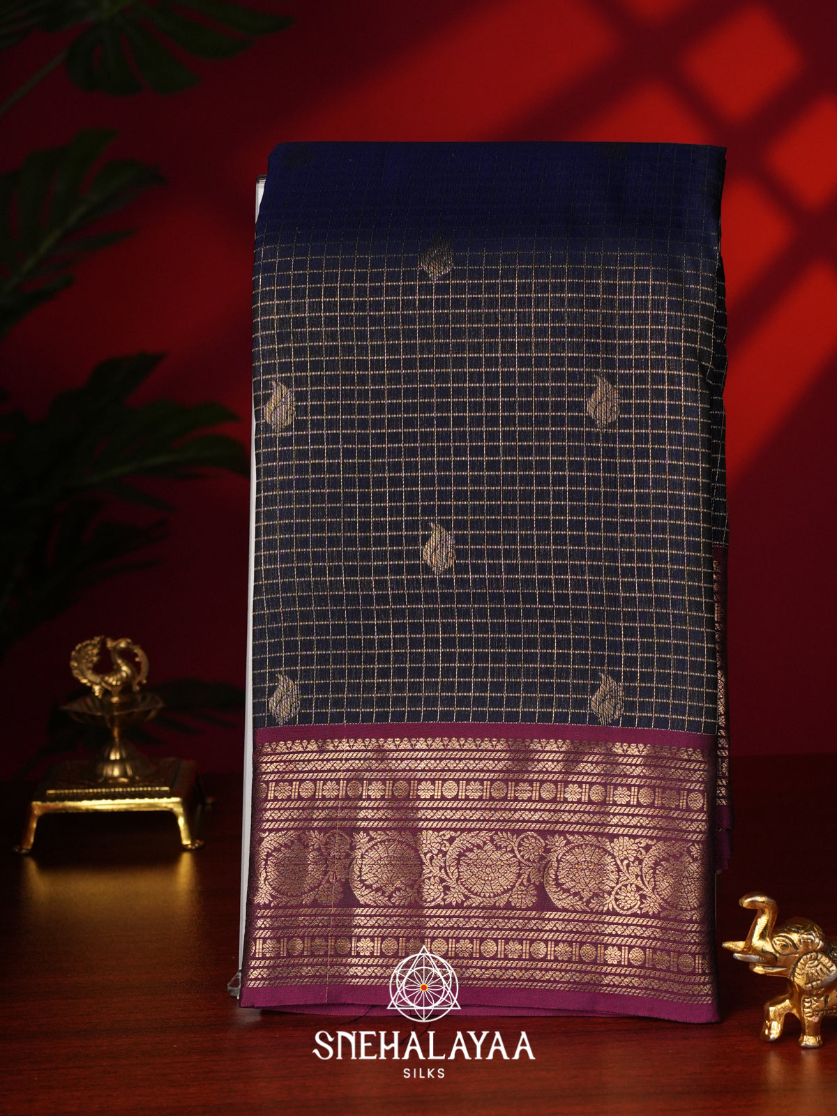 Midnight Blue Kanjivaram Silk Saree