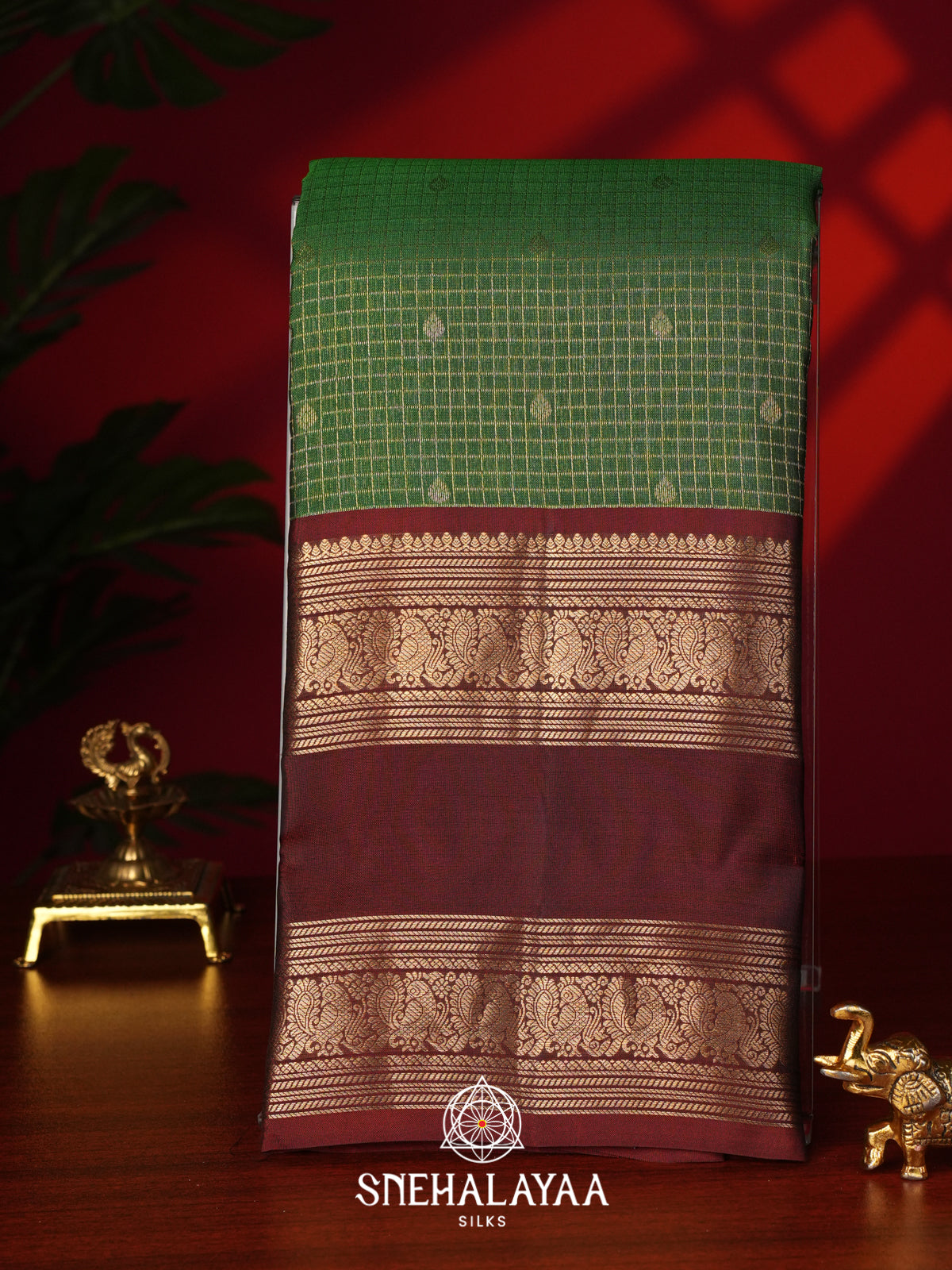 Forest Green Kanjivaram Silk Saree