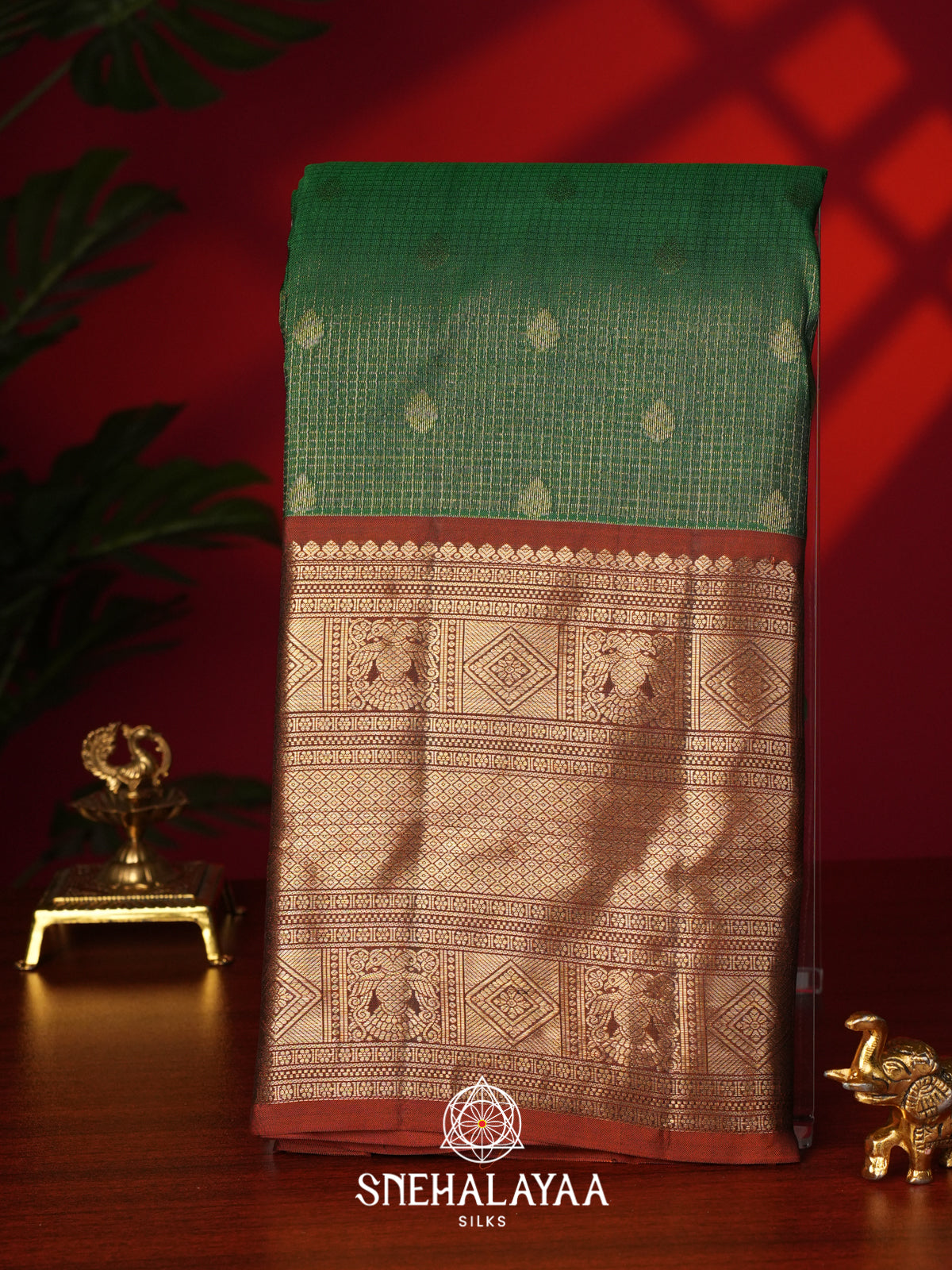 Forest Green Kanjivaram Silk Saree