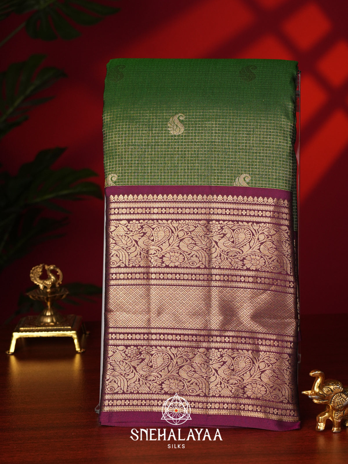 Emerald Green Kanjivaram Silk Saree