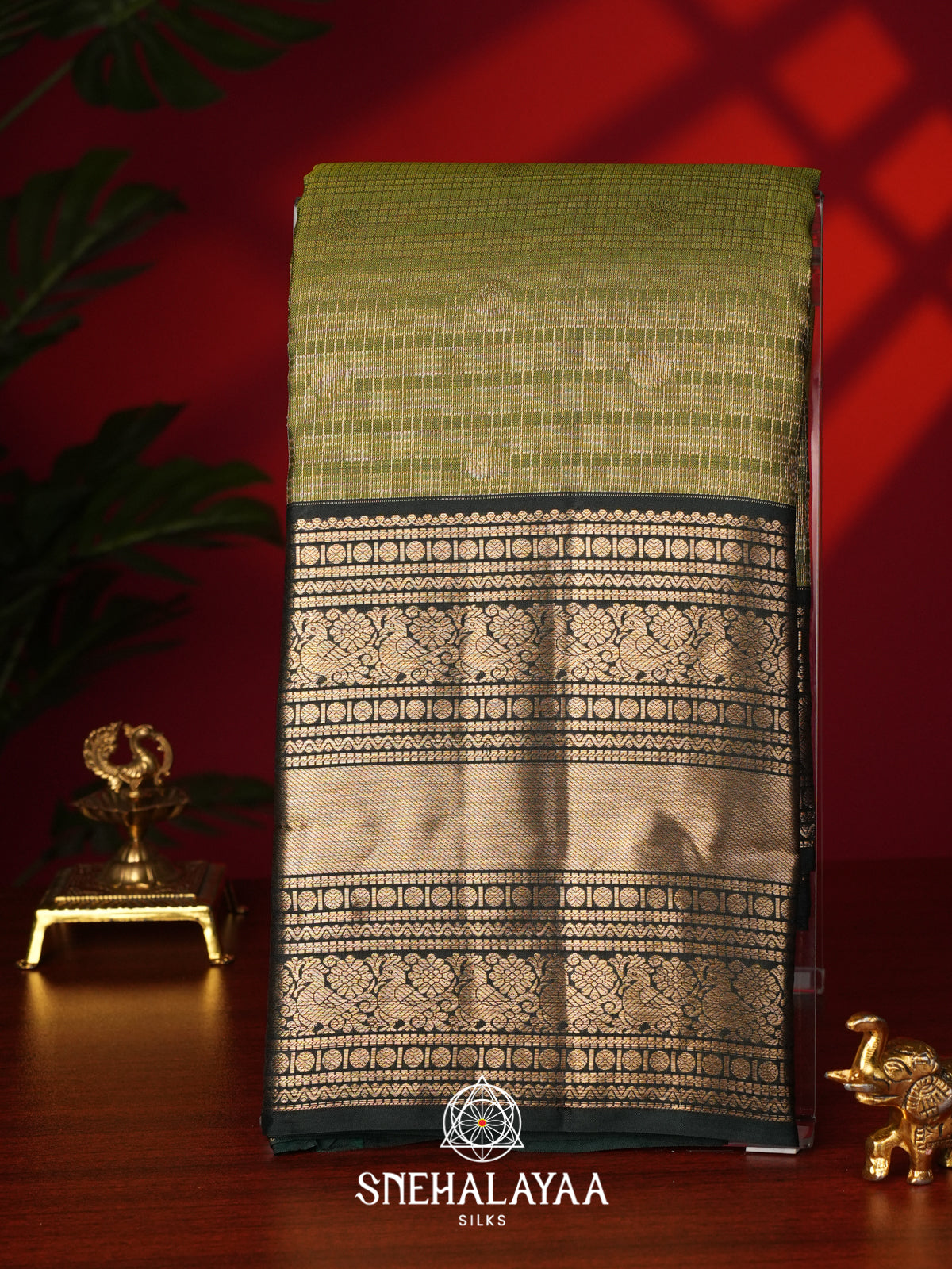 Moss Green Kanjivaram Silk Saree