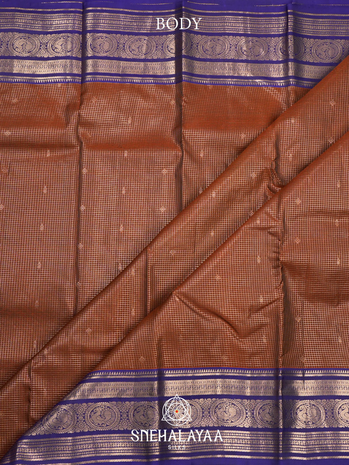 Burnt Orange Kanjivaram Silk Saree