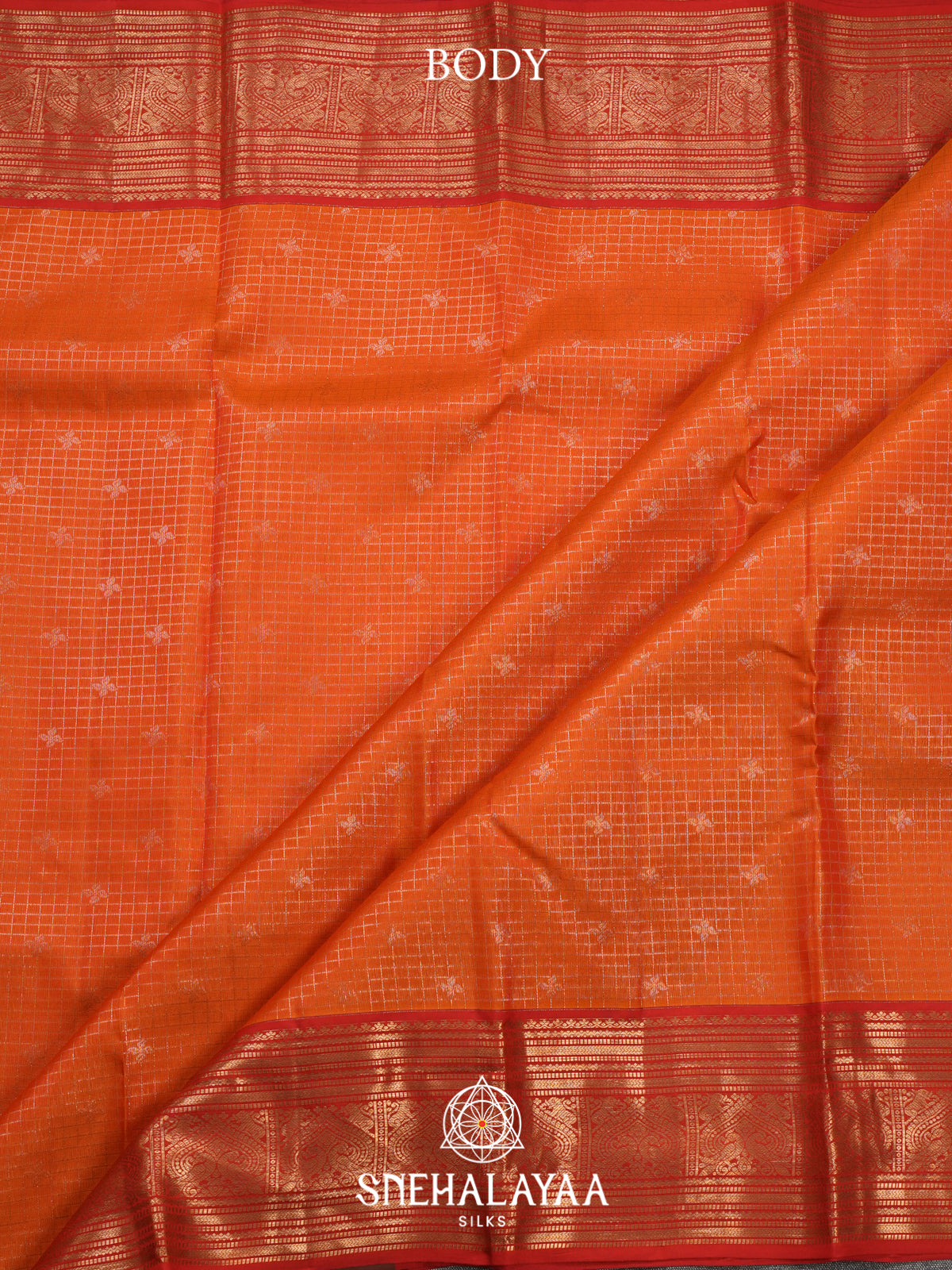 Rust Orange Kanjivaram Silk Saree