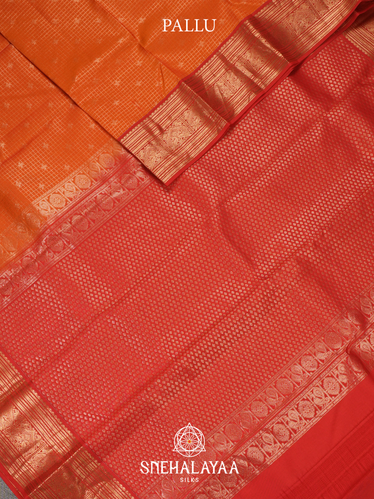 Rust Orange Kanjivaram Silk Saree