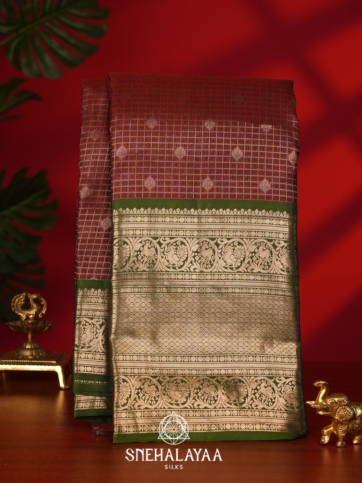 Brown Kanjivaram Silk Saree