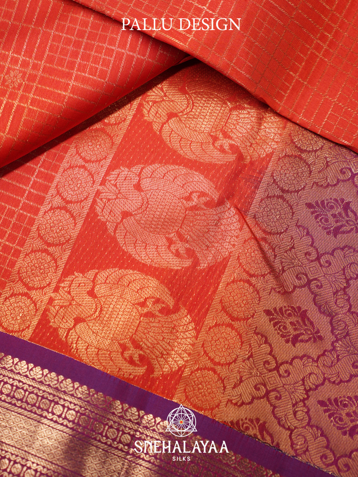 Rust Orange Kanjivaram Silk Saree
