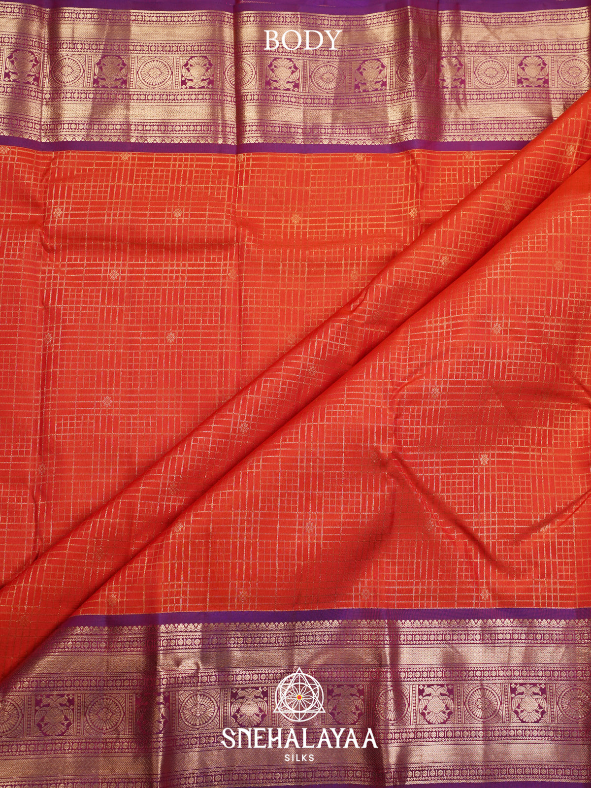Rust Orange Kanjivaram Silk Saree