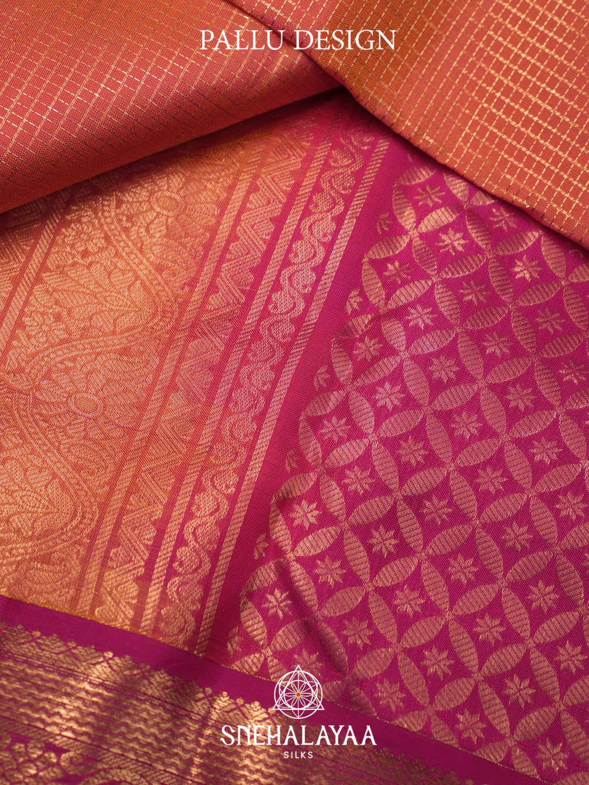 Coral Orange Kanjivaram Silk Saree