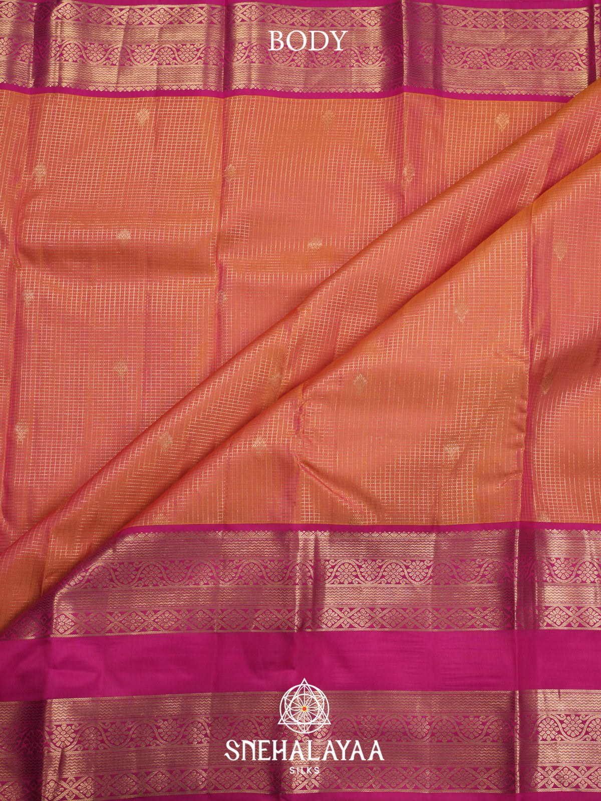 Coral Orange Kanjivaram Silk Saree