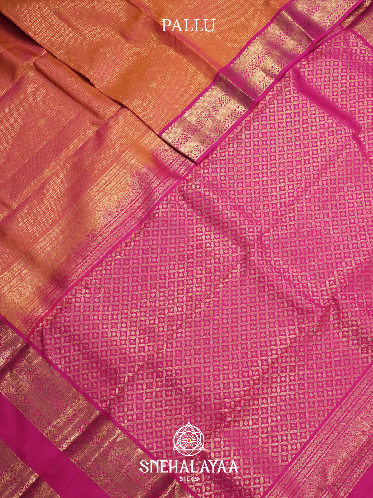 Coral Orange Kanjivaram Silk Saree