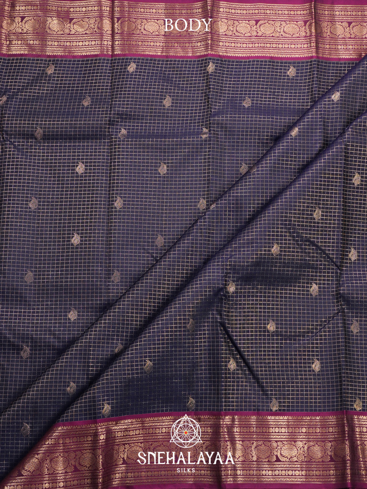 Midnight Blue Kanjivaram Silk Saree