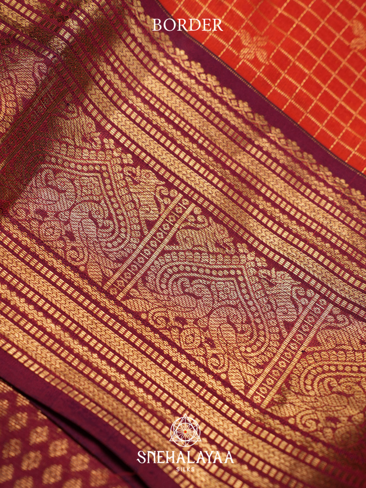Rust Orange Kanjivaram Silk Saree