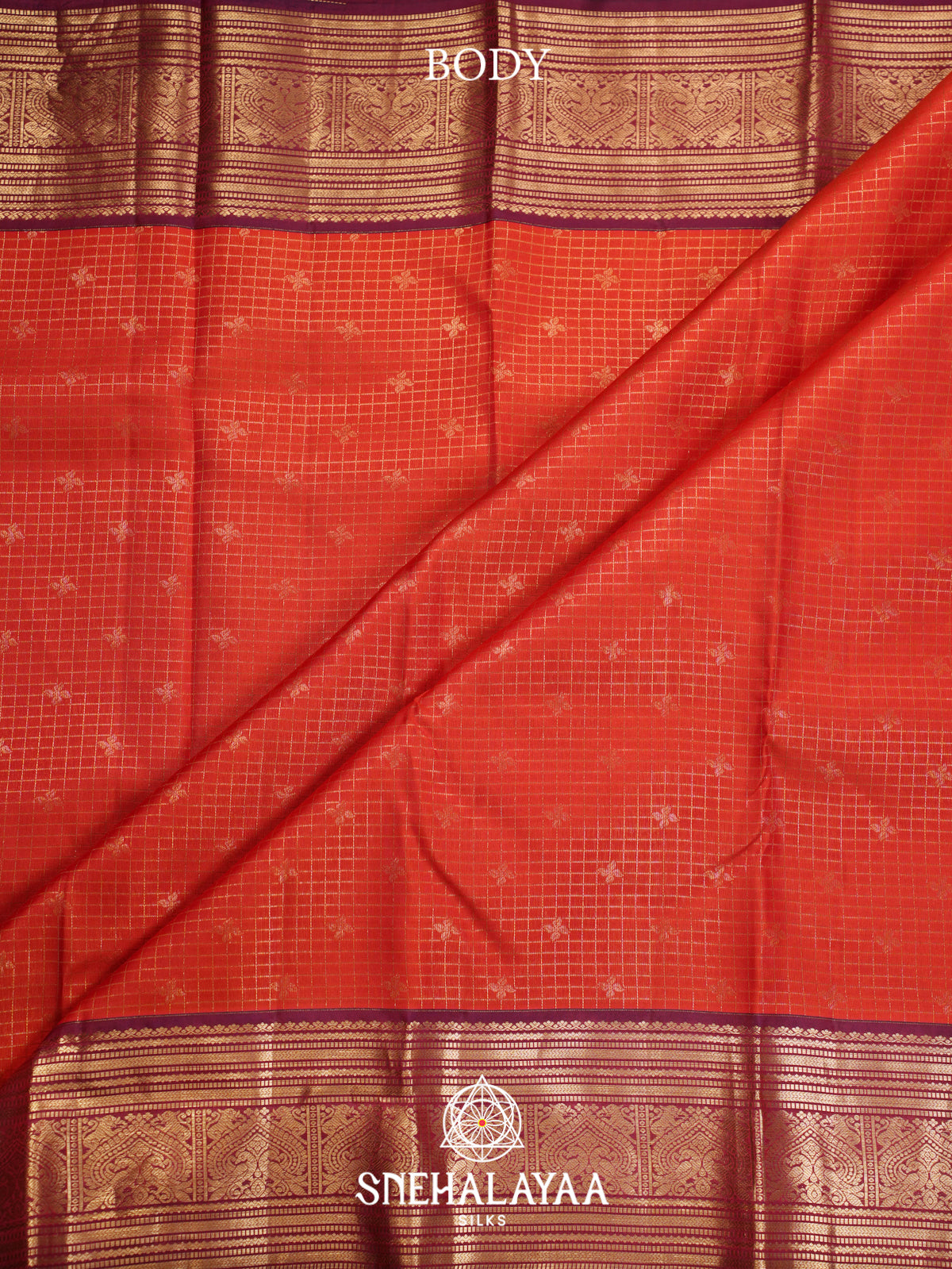 Rust Orange Kanjivaram Silk Saree