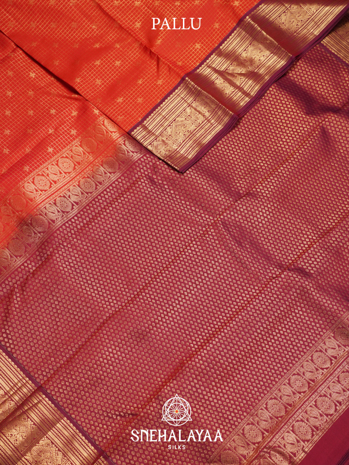 Rust Orange Kanjivaram Silk Saree