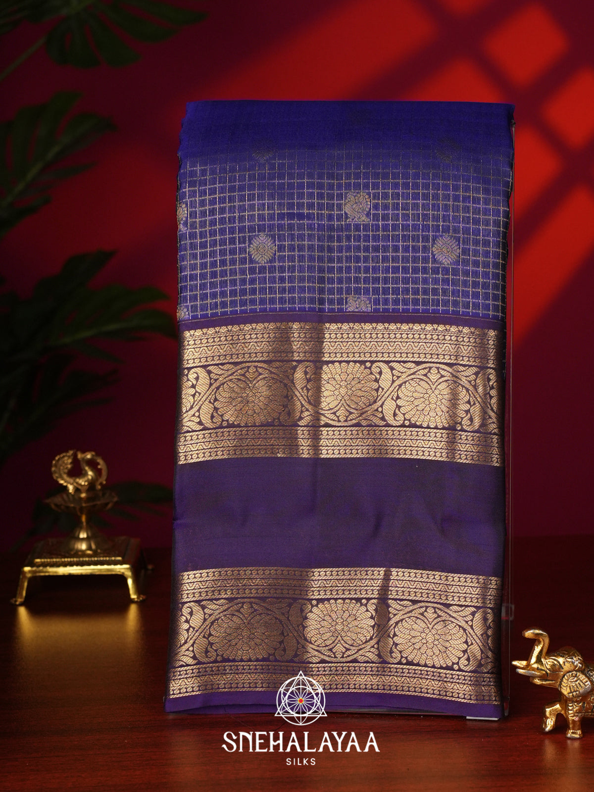 Ink Blue Kanjivaram Silk Saree