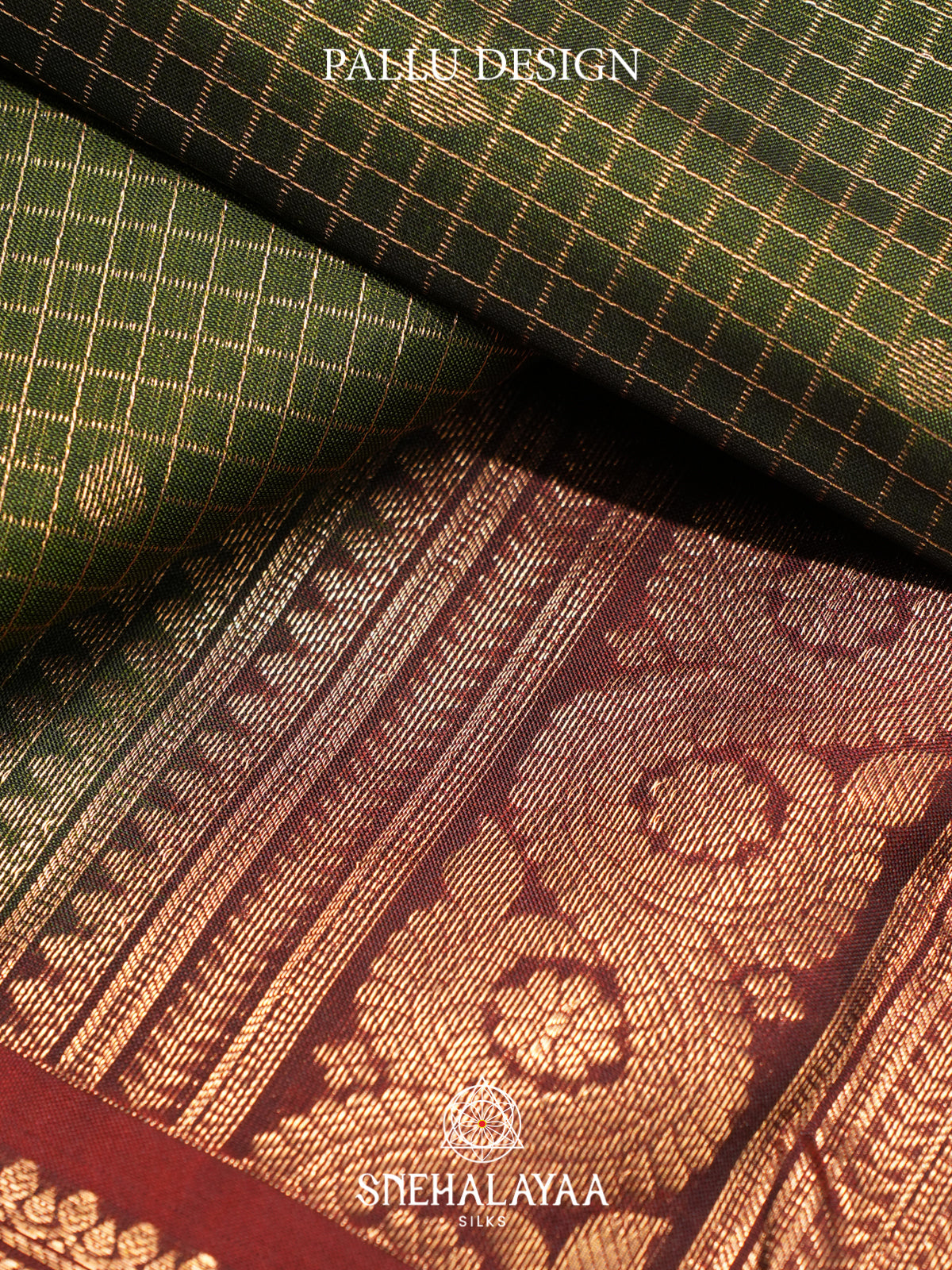Olive Green Kanjivaram Silk Saree