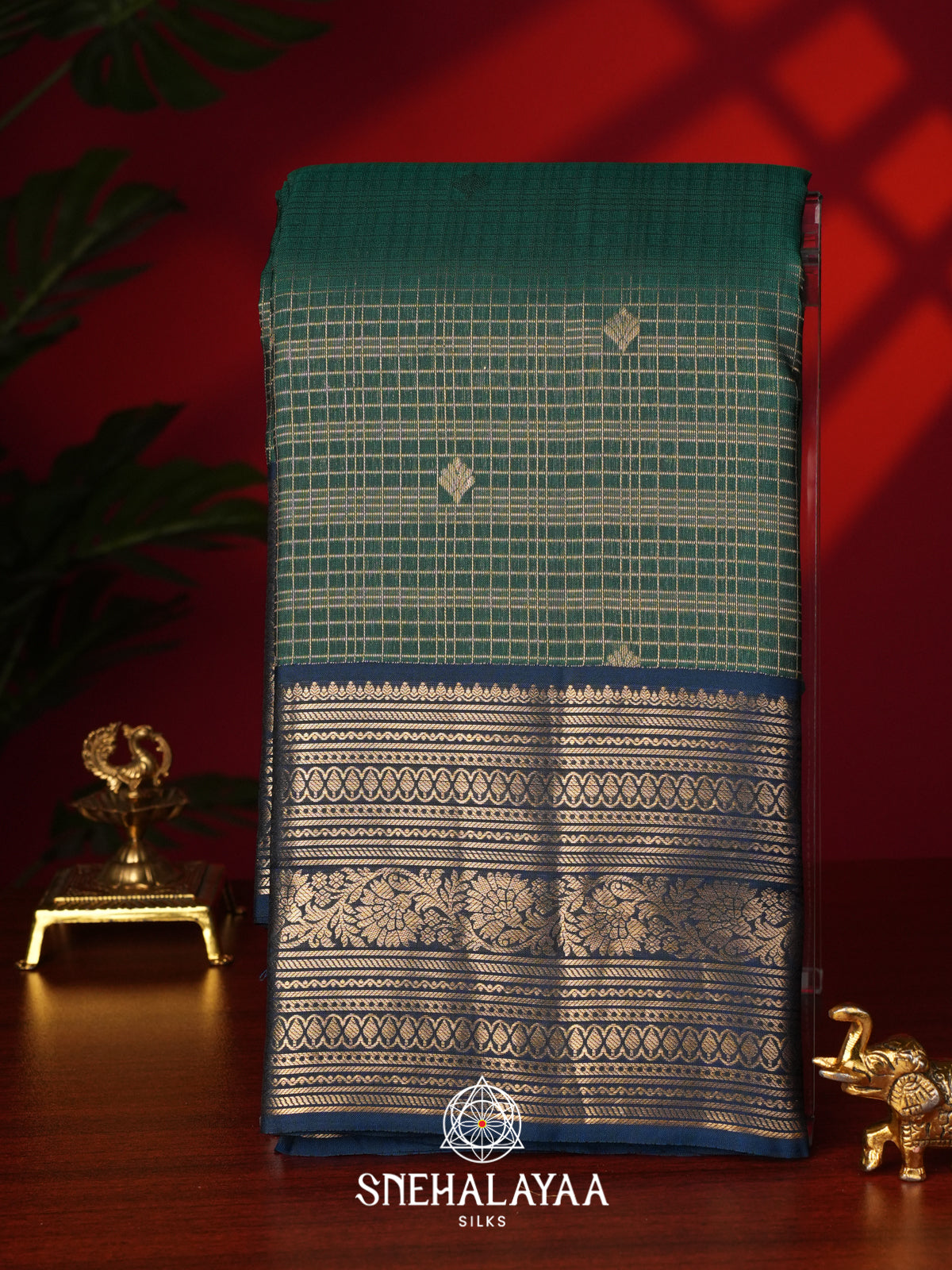 Teal Geen Kanjivaram Silk Saree
