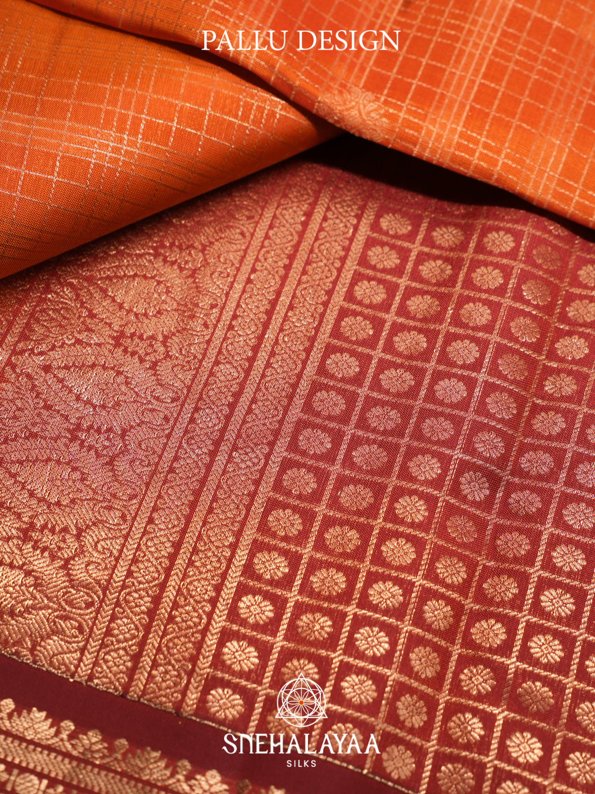 Rust Orange Kanjivaram Silk Saree