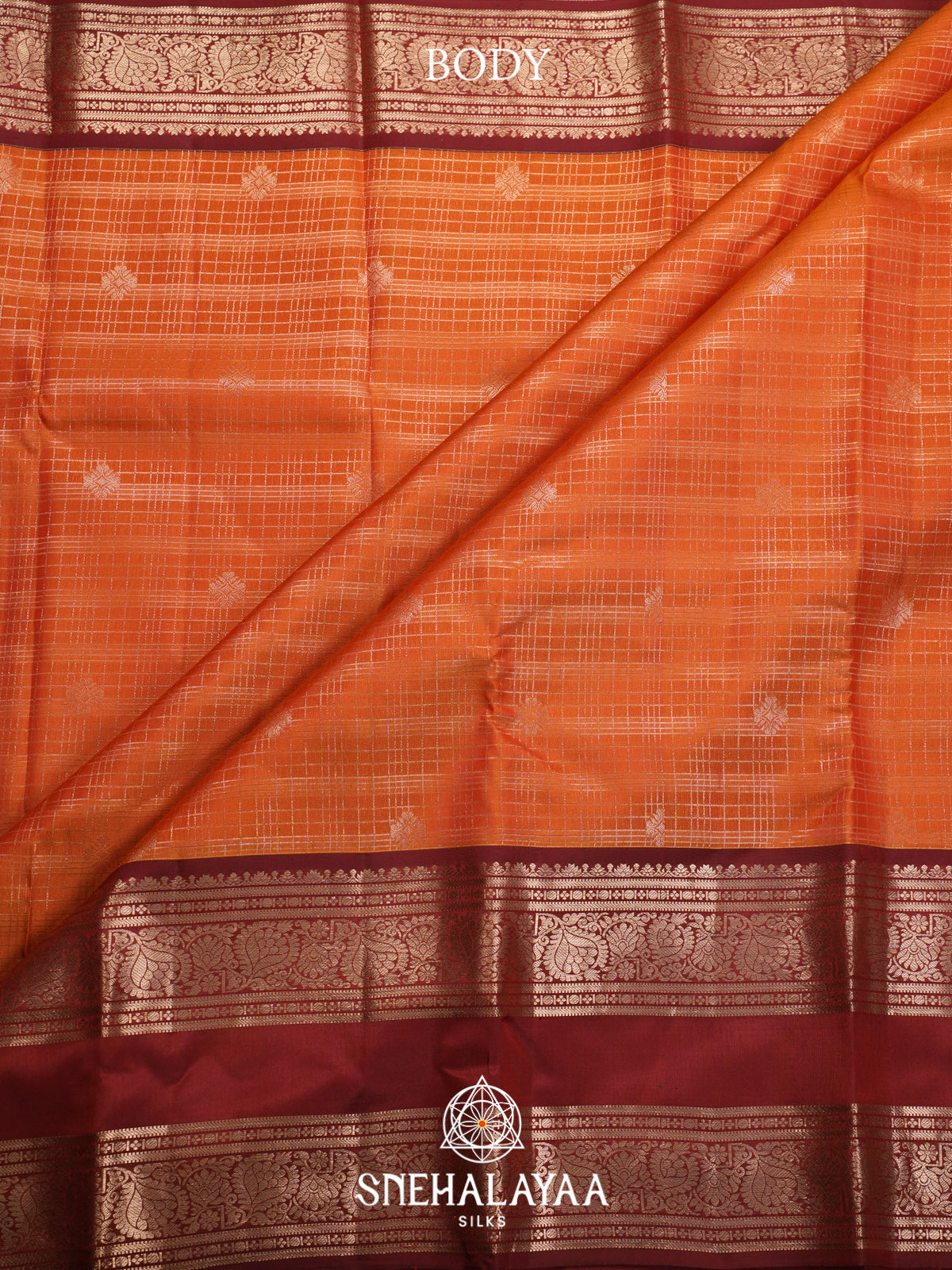Rust Orange Kanjivaram Silk Saree