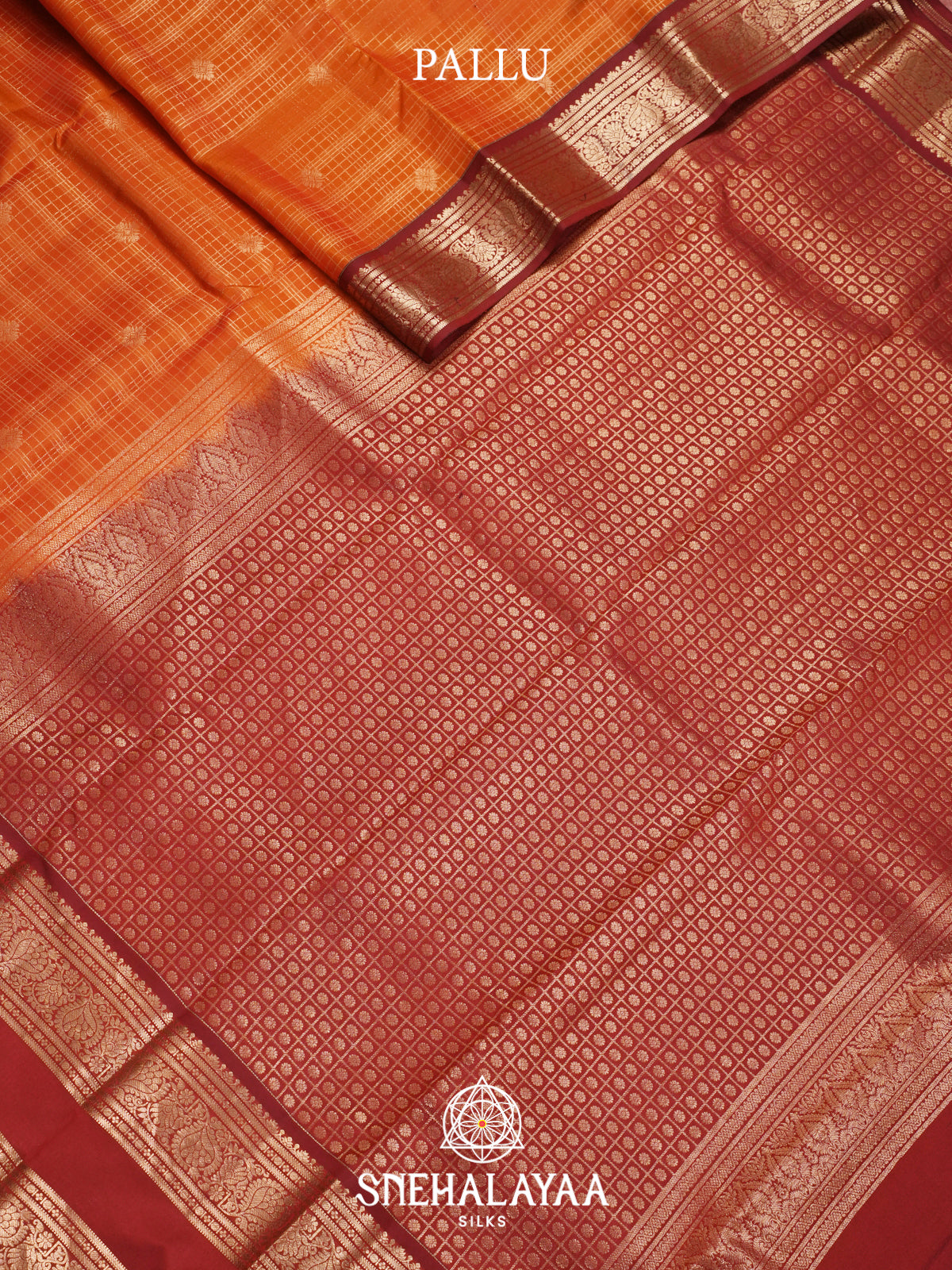 Rust Orange Kanjivaram Silk Saree