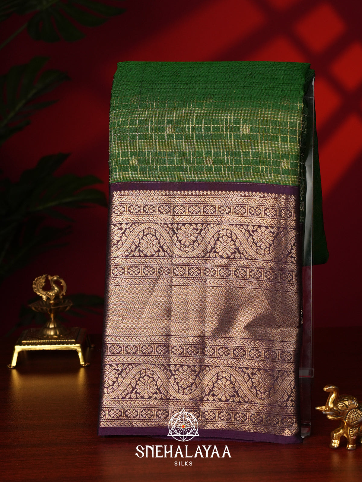 Parrot Green Kanjivaram Silk Saree
