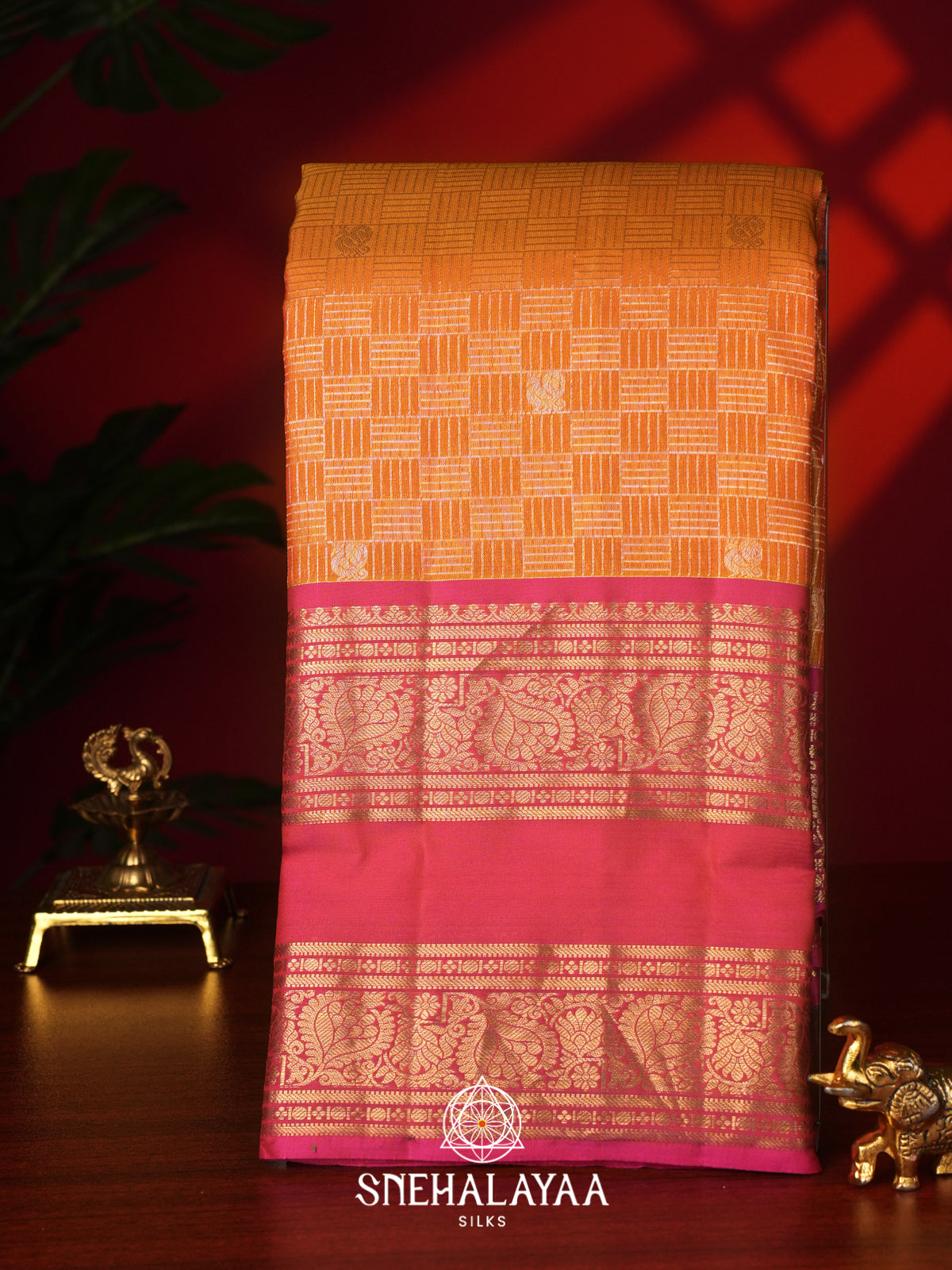Orange Kanjivaram Silk Saree