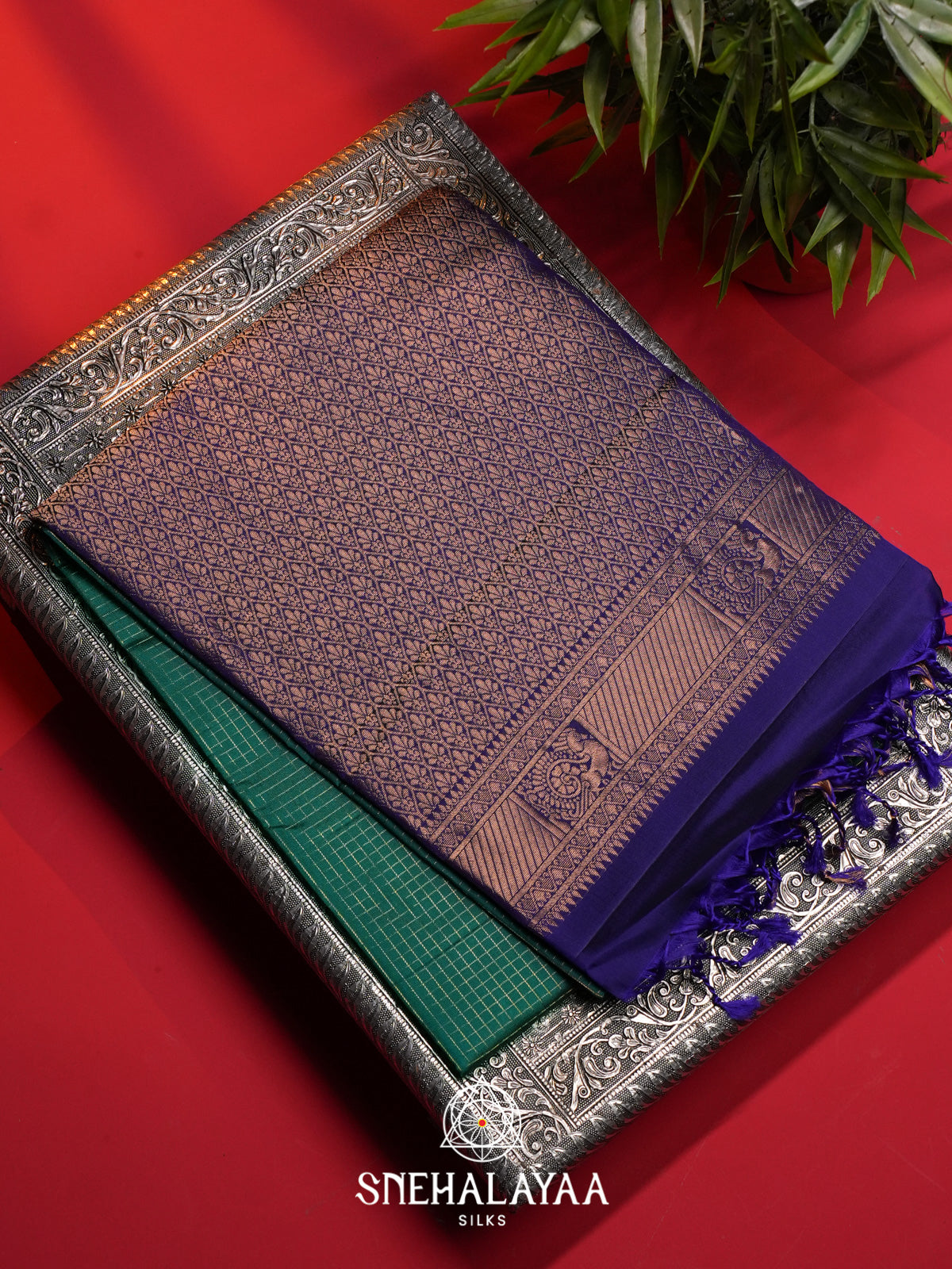 Teal Green Soft Silk Saree
