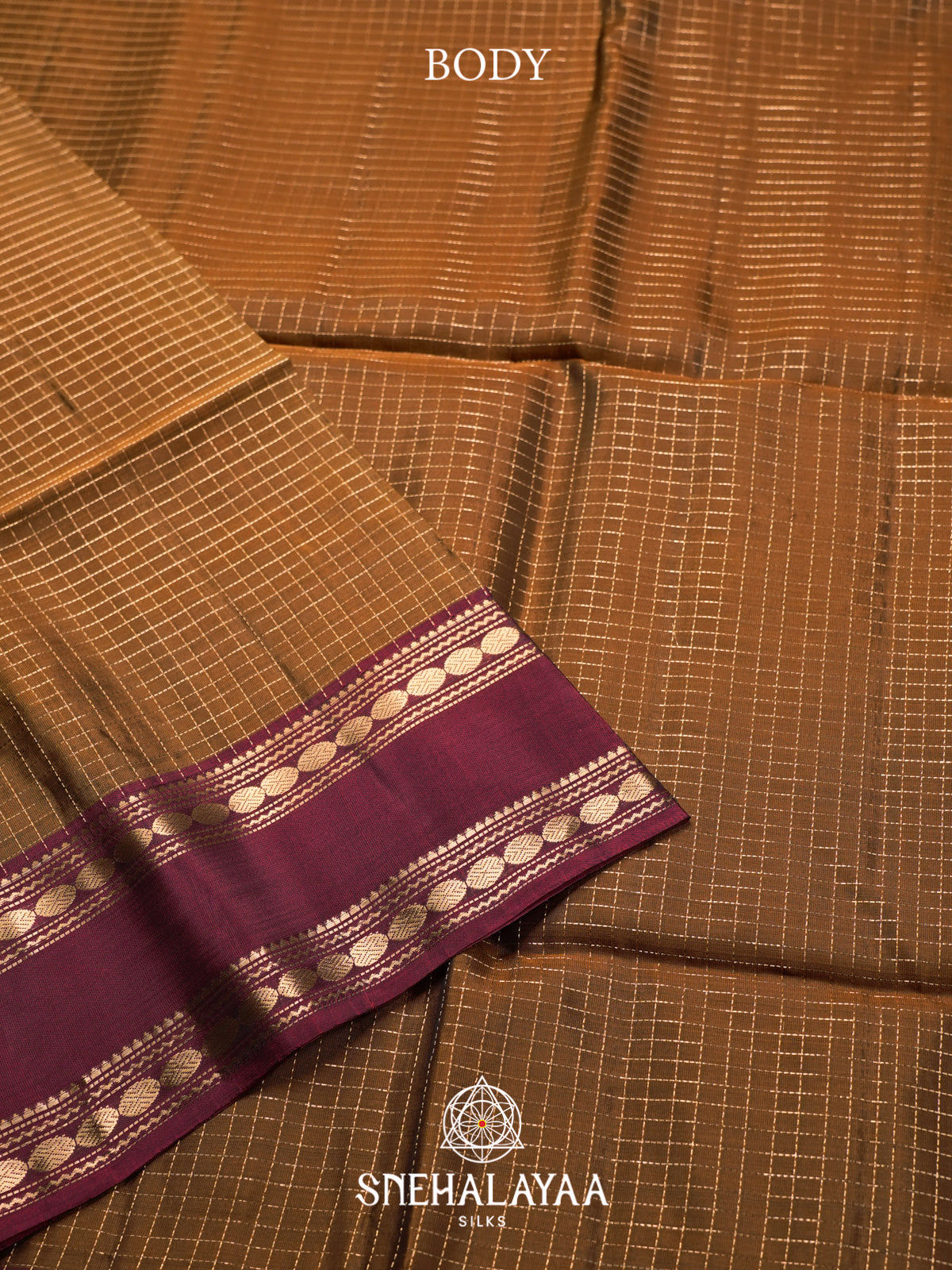 Khaki Brown Soft Silk Saree
