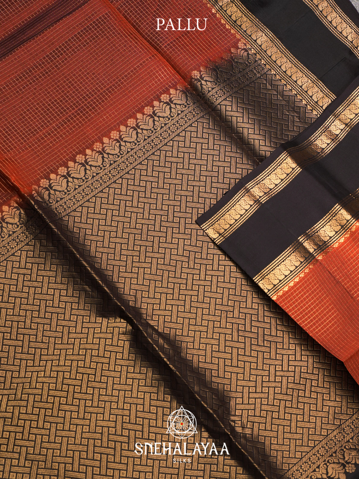 Burnt Orange Soft Silk Saree
