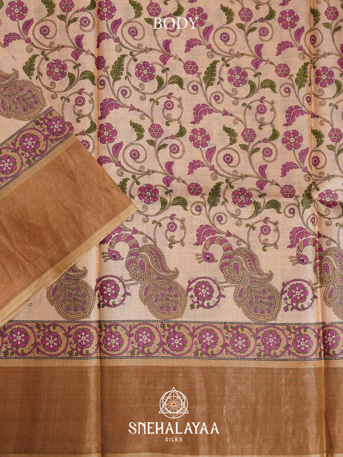 Beige  Tussar Saree