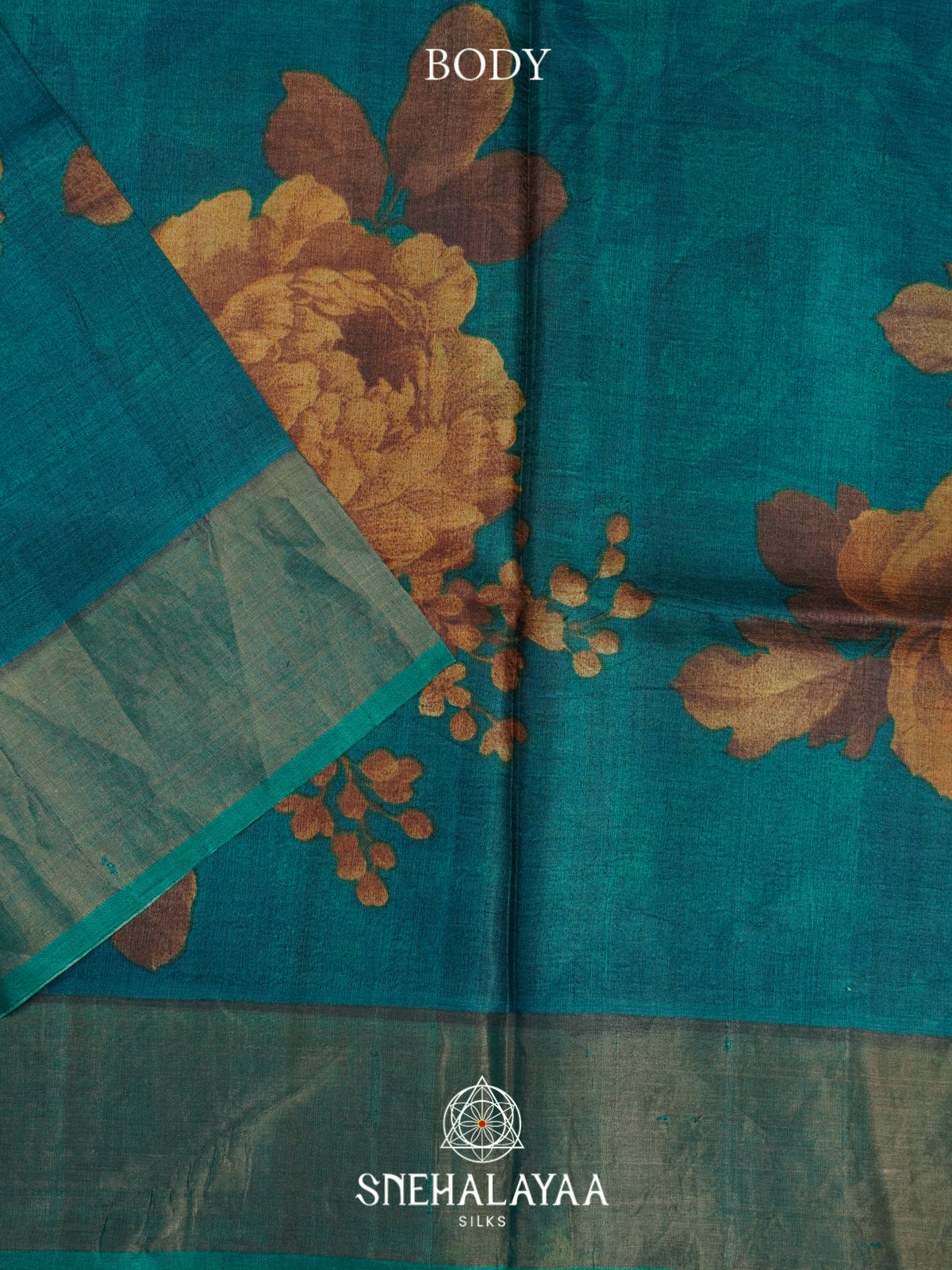 Teal  Tussar Saree