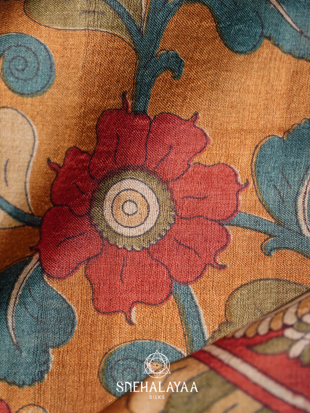 Mustard Orange  Tussar Saree