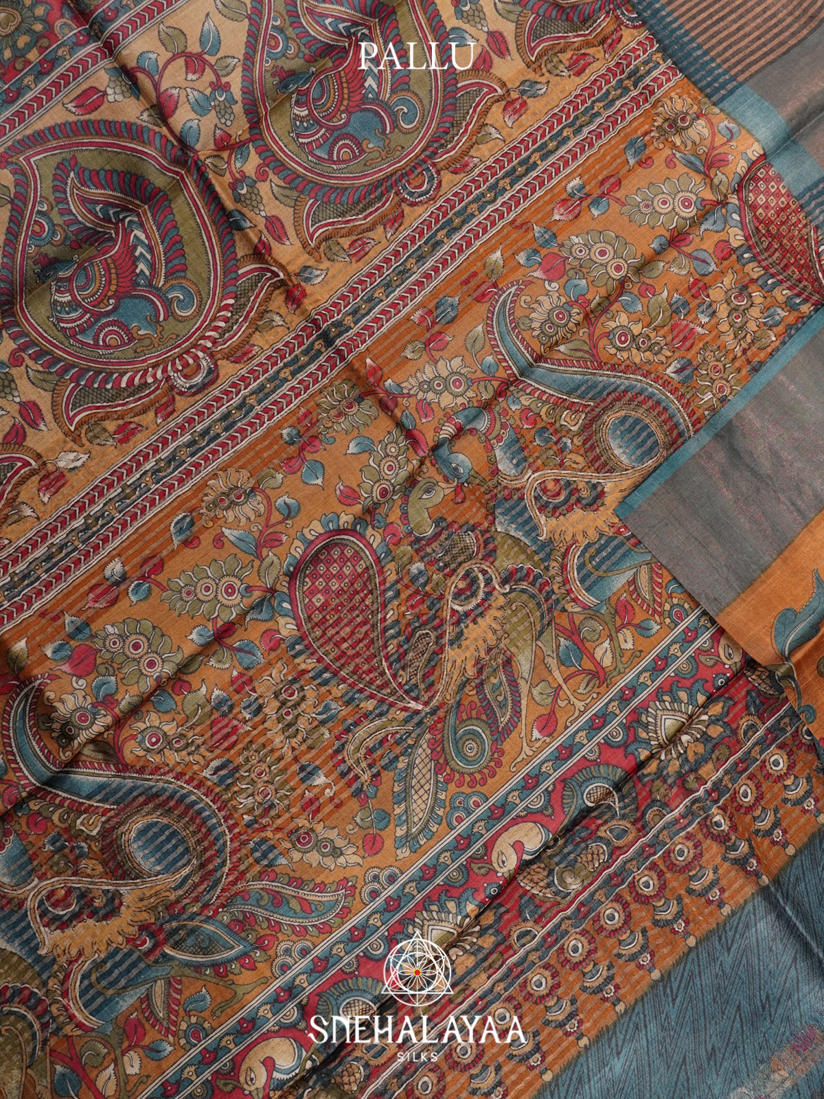 Mustard Orange  Tussar Saree