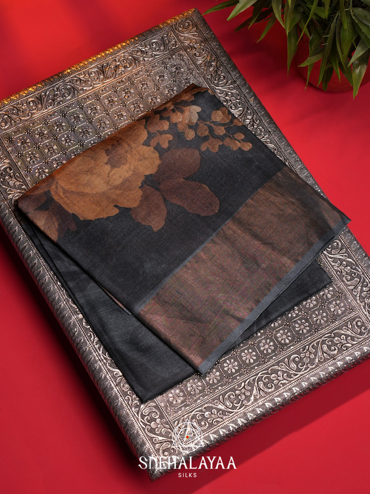 Navy Blue  Tussar Saree
