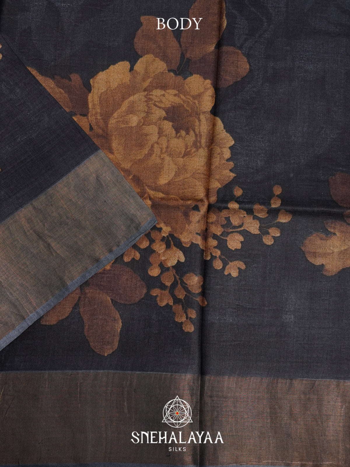 Navy Blue  Tussar Saree