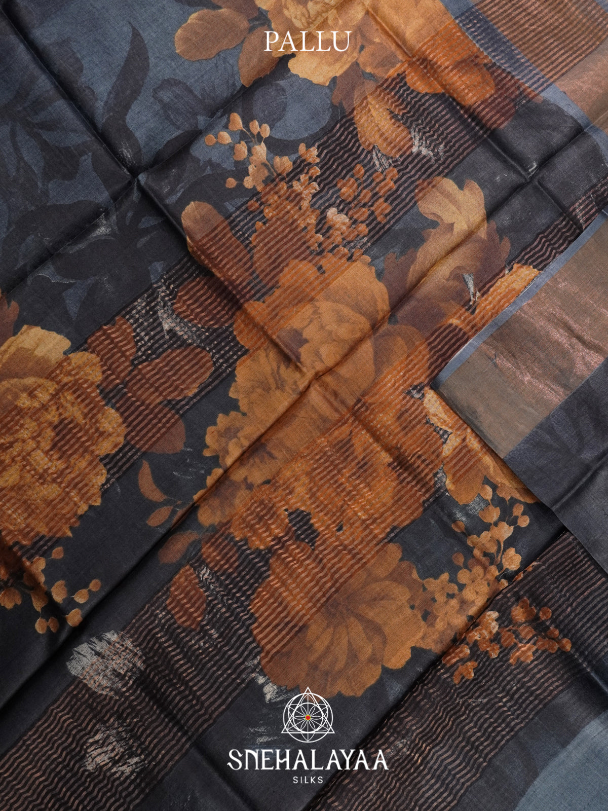 Navy Blue  Tussar Saree