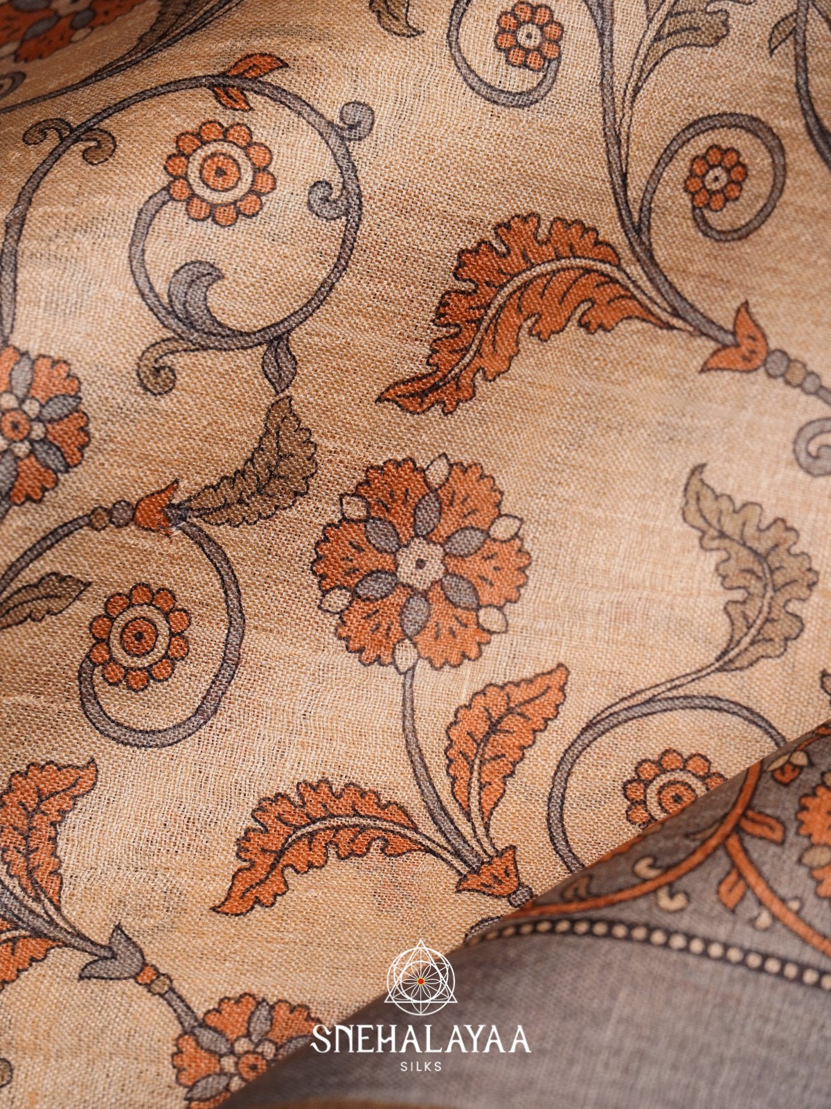 Cream  Tussar Saree