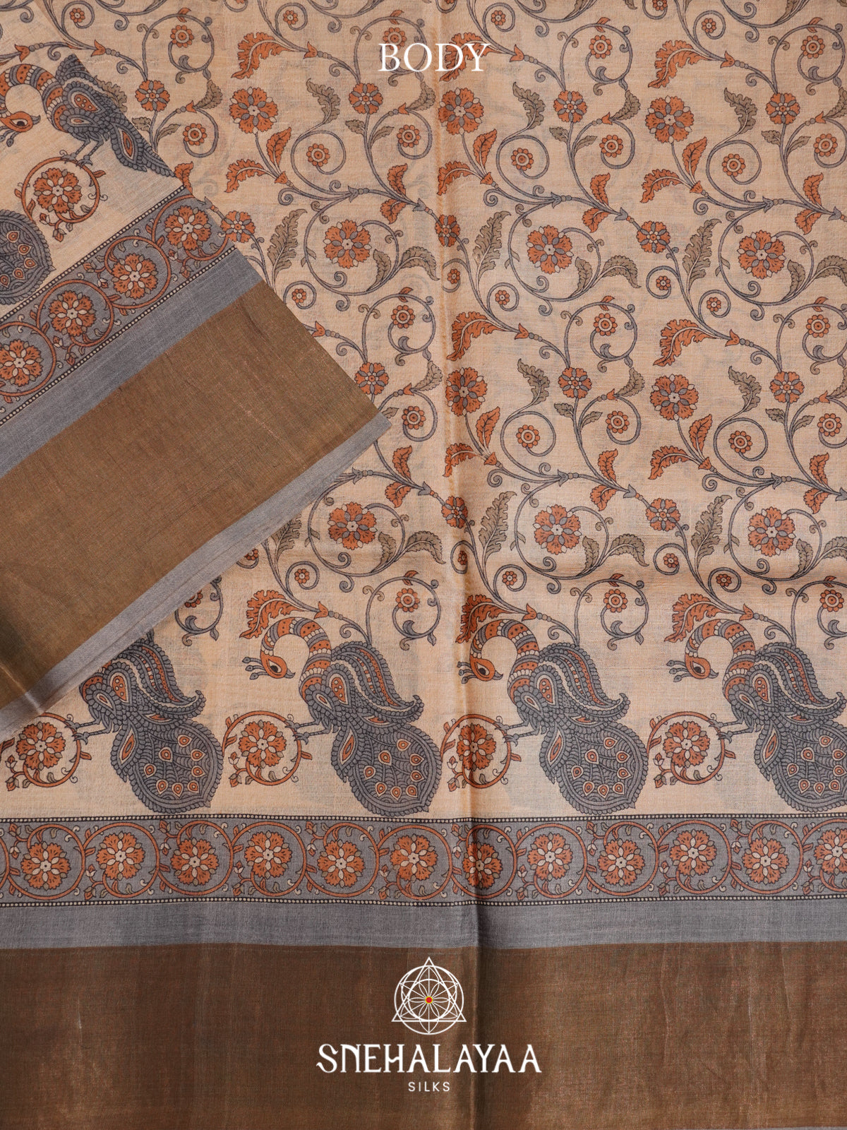 Cream  Tussar Saree