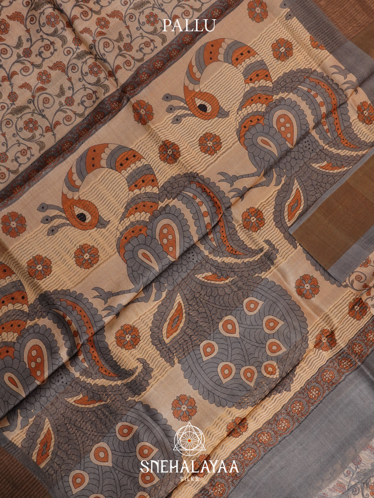 Cream  Tussar Saree