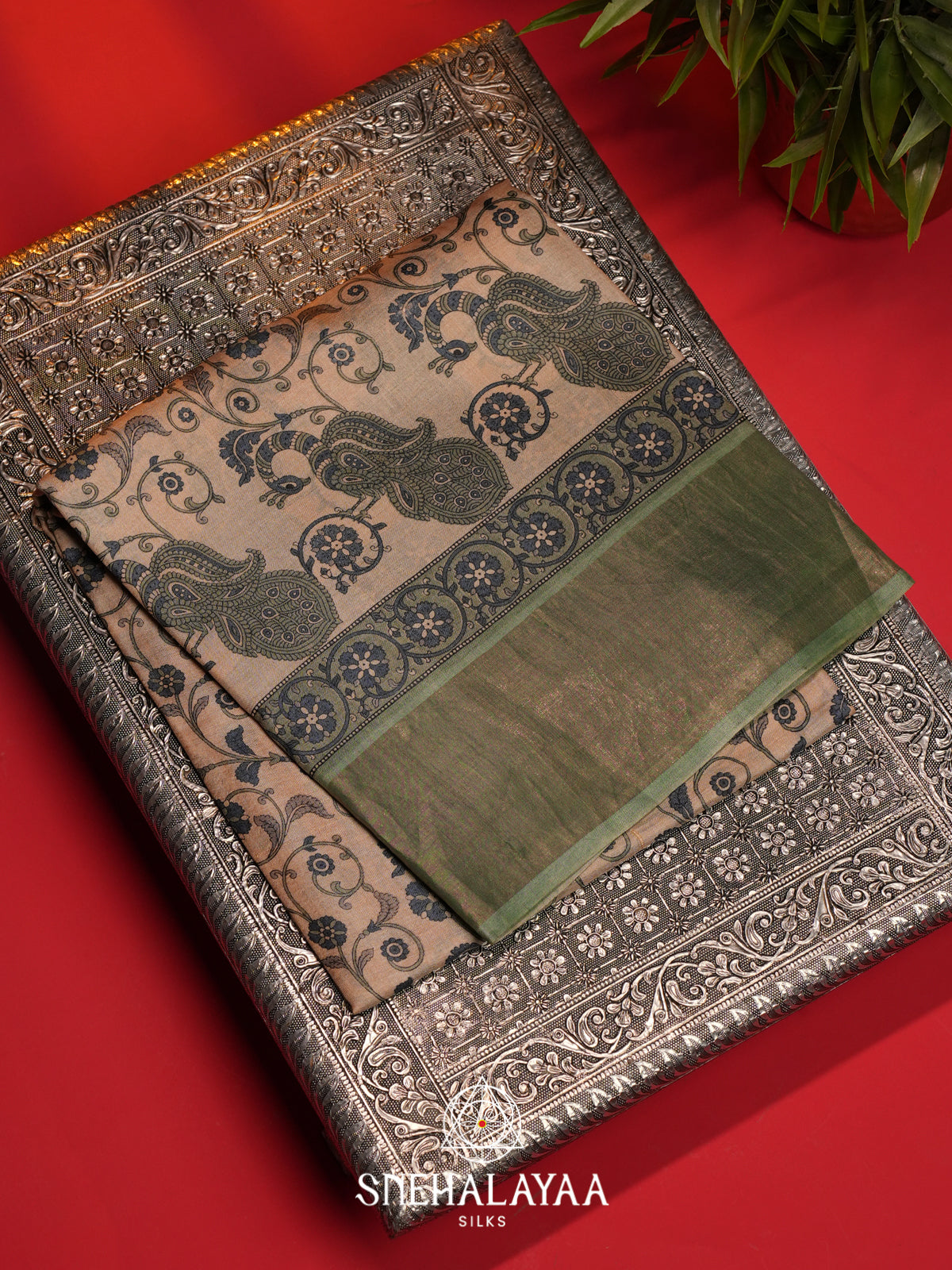 Cream  Tussar Saree