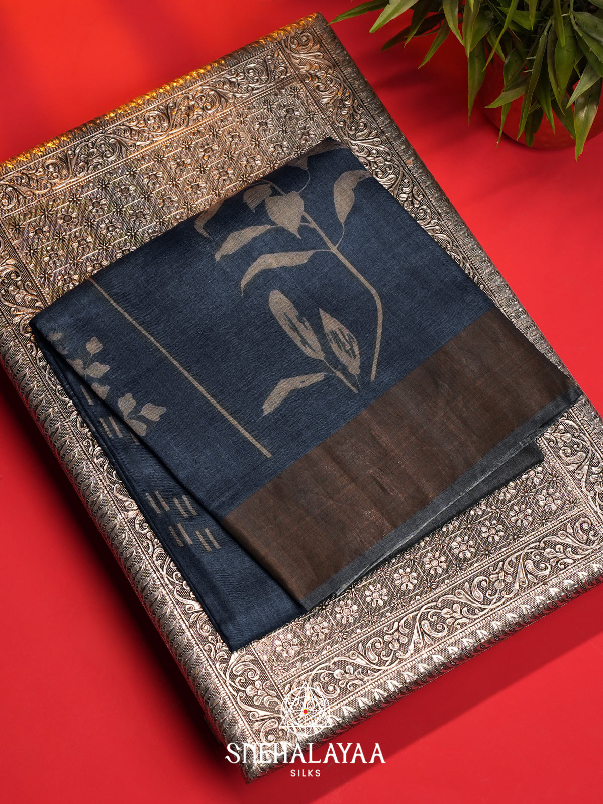 Indigo  Tussar Saree