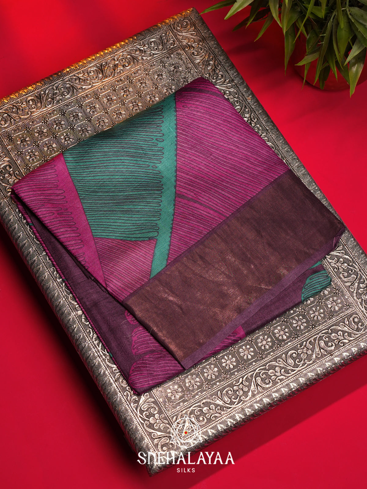 Magenta  Tussar Saree
