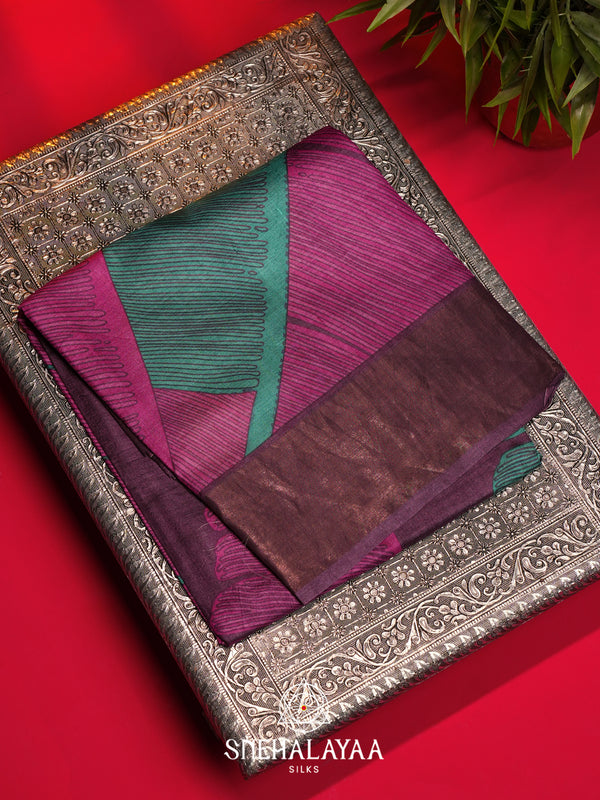 Magenta  Tussar Saree