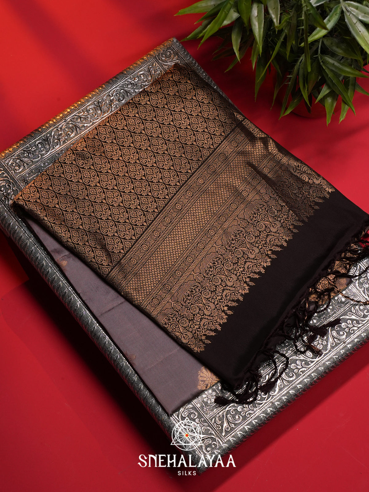 Mauve Brown Soft Silk Saree