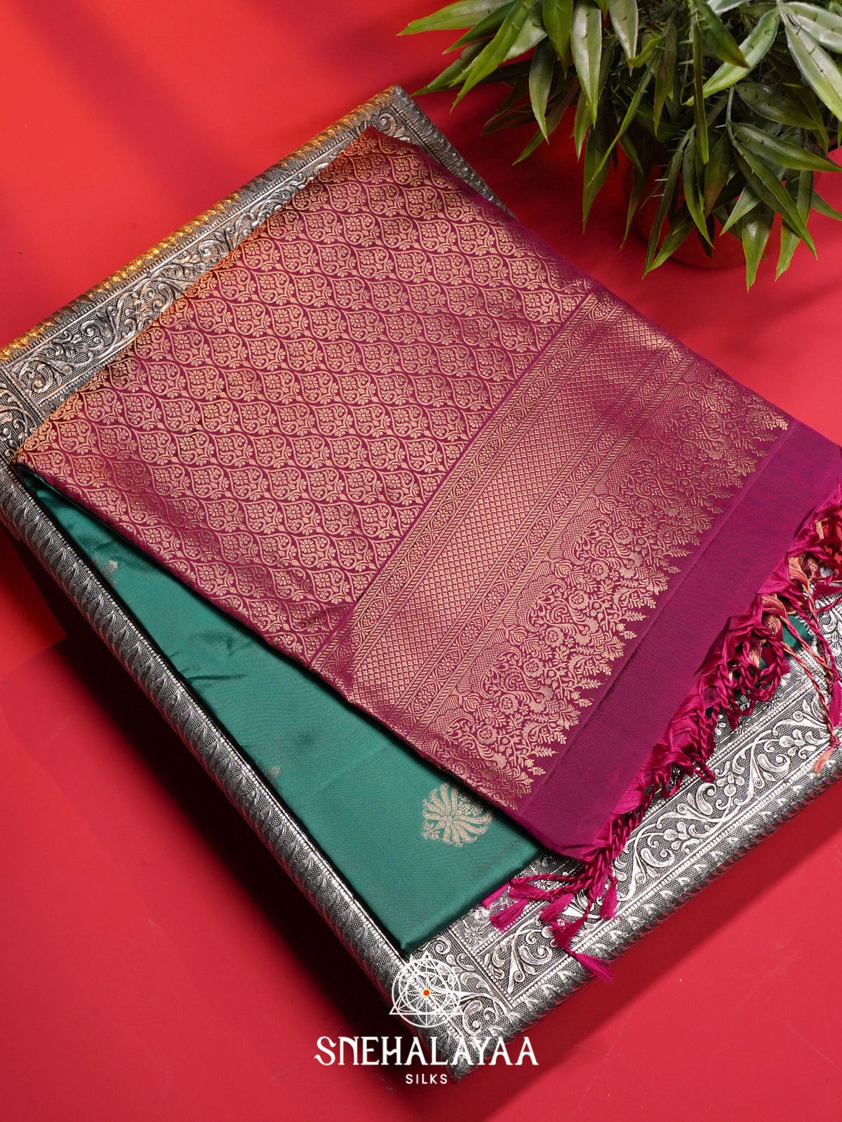 Teal Green Soft Silk Saree