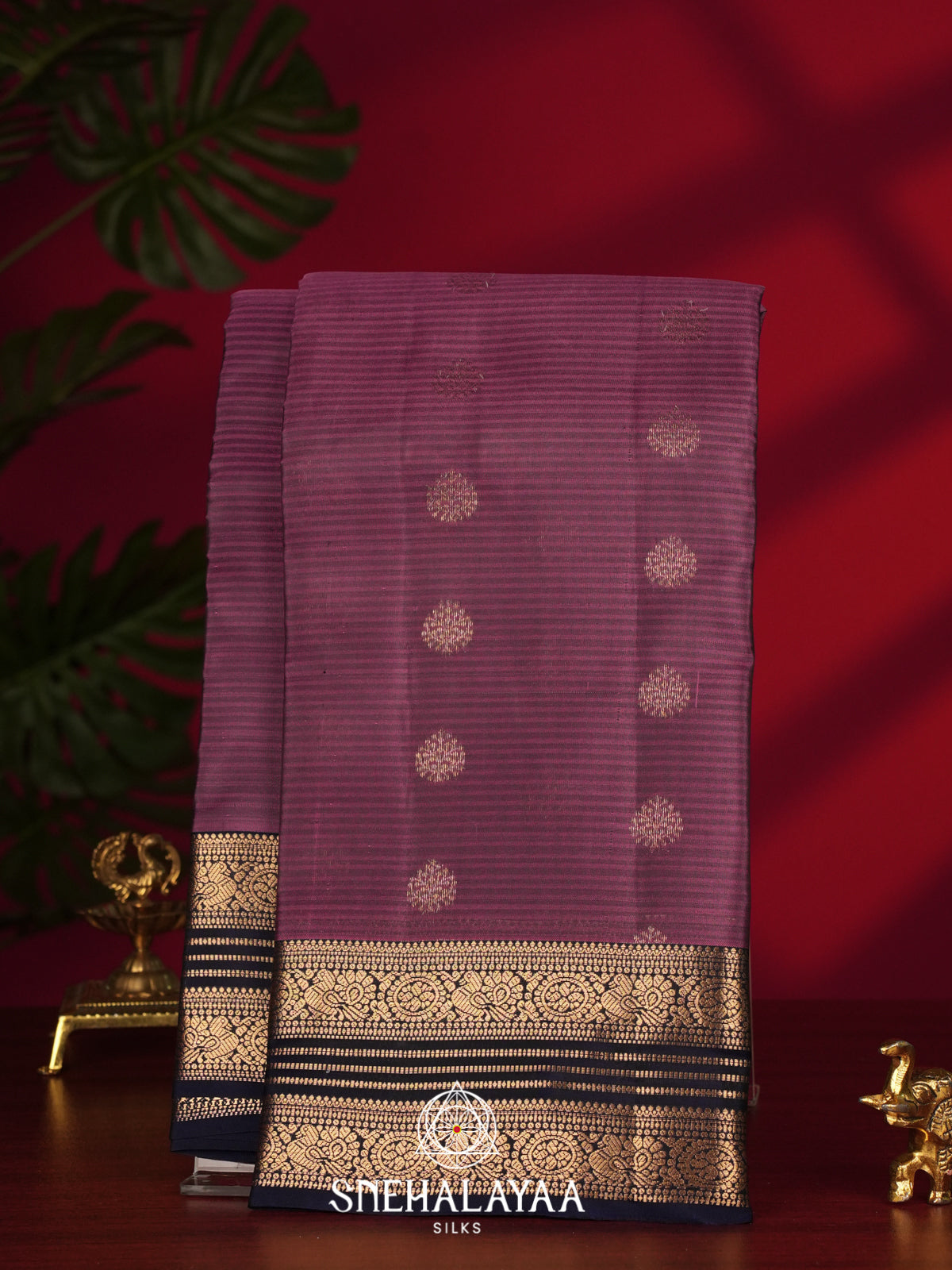 Plum Purple Kanjivaram Silk Saree