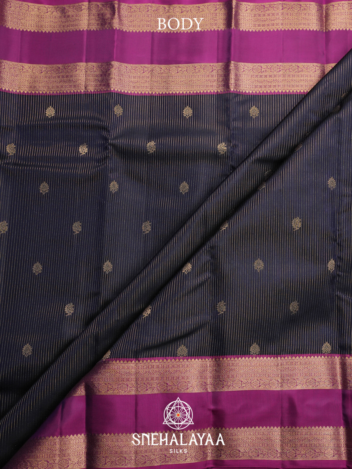 Midnight Blue Kanjivaram Silk Saree