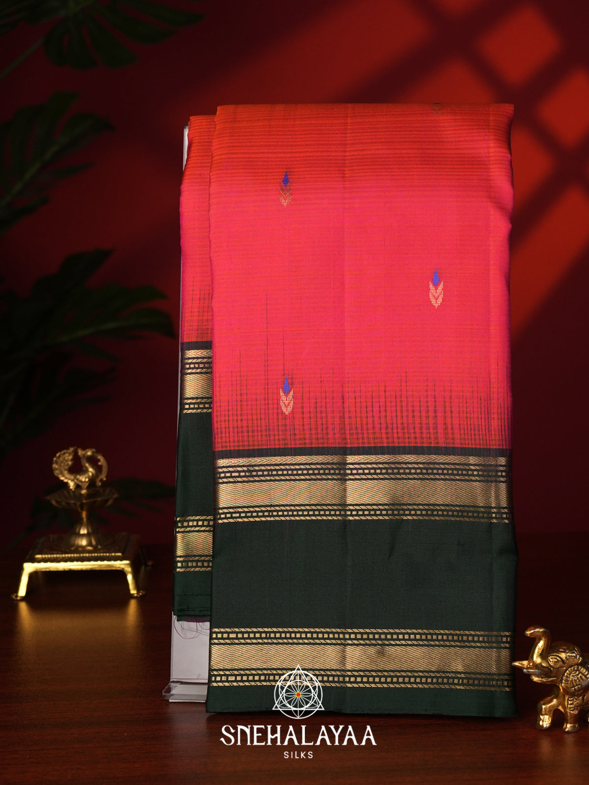 Ruby Pink Kanjivaram Silk Saree